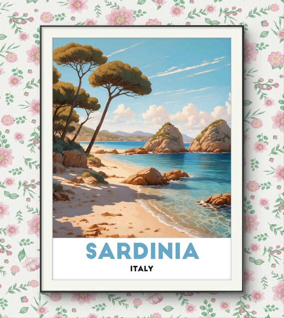 Sardinia Italy Coastal Paradise With Pine Trees and Crystal Clear Water Poster
