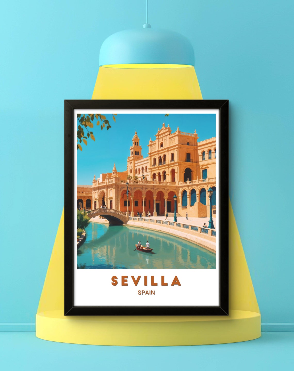 Sevilla Spain Plaza De Espana Canal Rowboat Historic Landmark Poster - Image 3