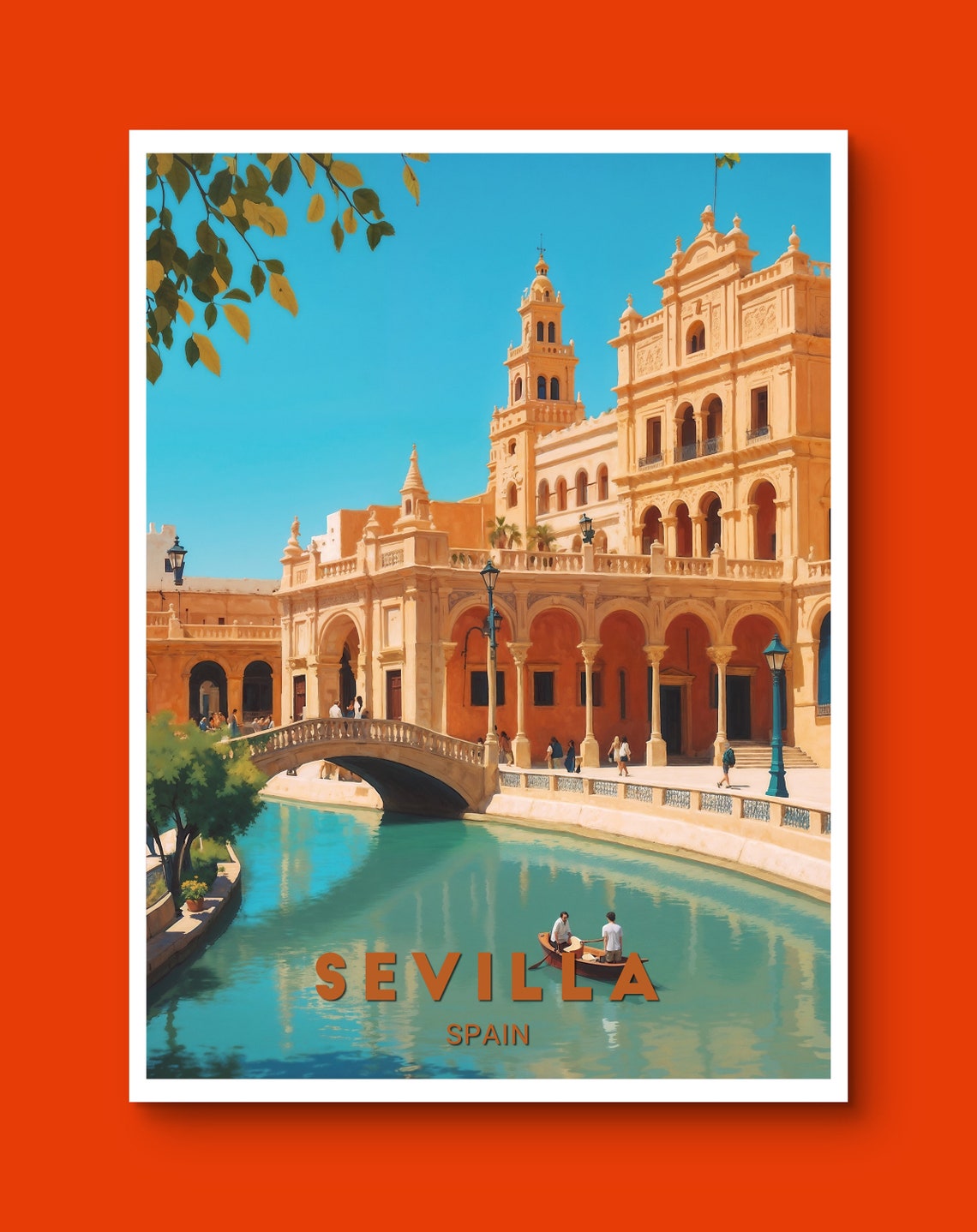 Sevilla Spain Plaza De Espana Vintage Retro Travel Poster Art - Image 2