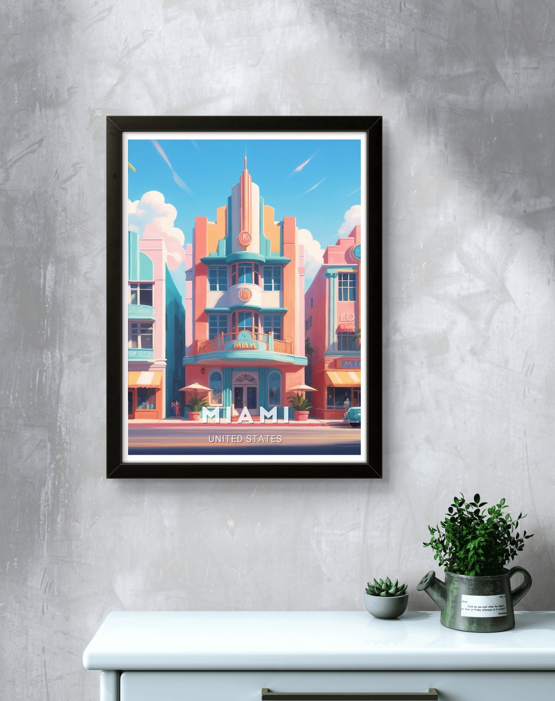 Miami United States Pastel Art Deco Building South Beach Style Poster - Image 3