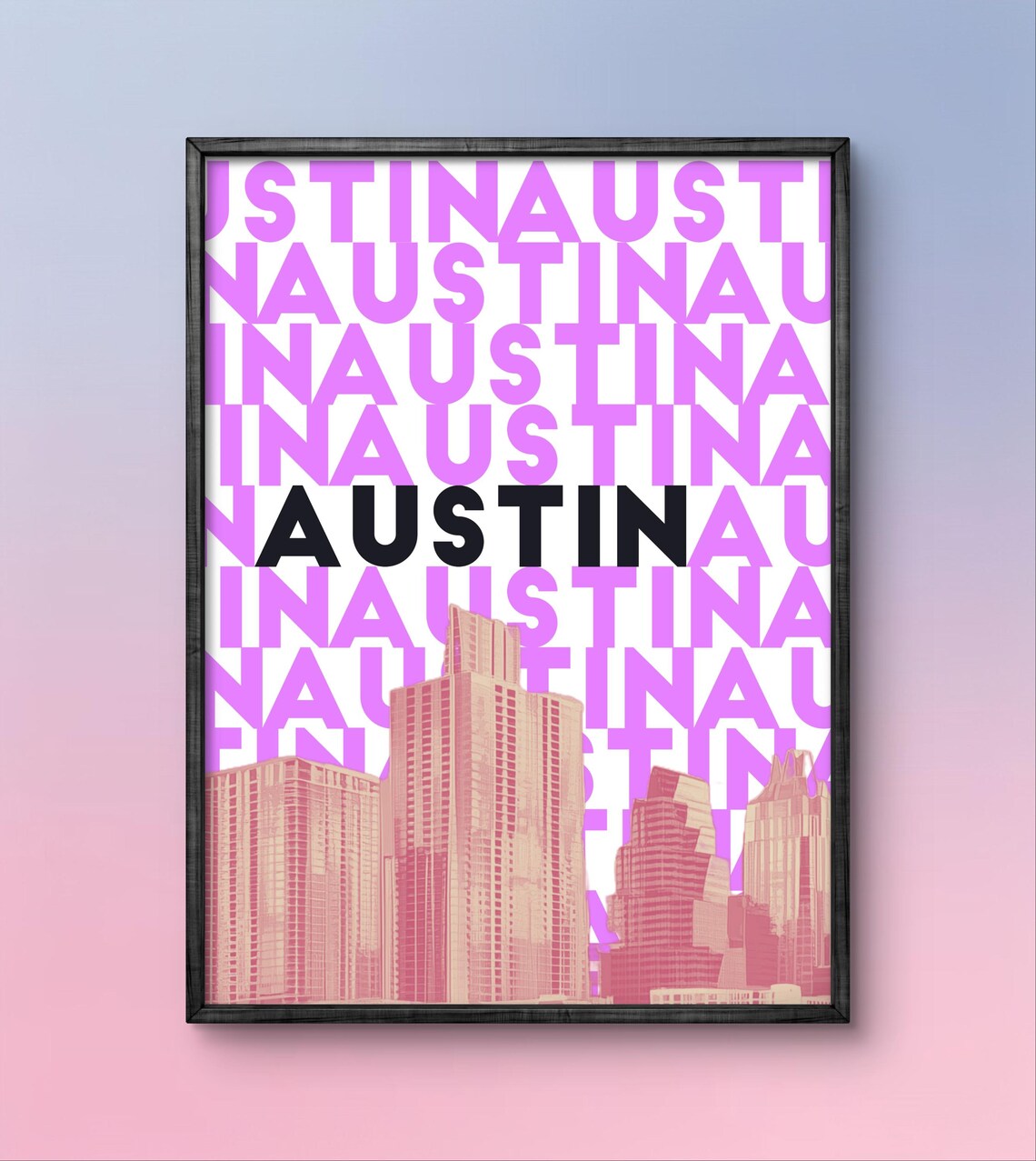 Austin Texas Skyline Poster, Modern City Art - Image 3