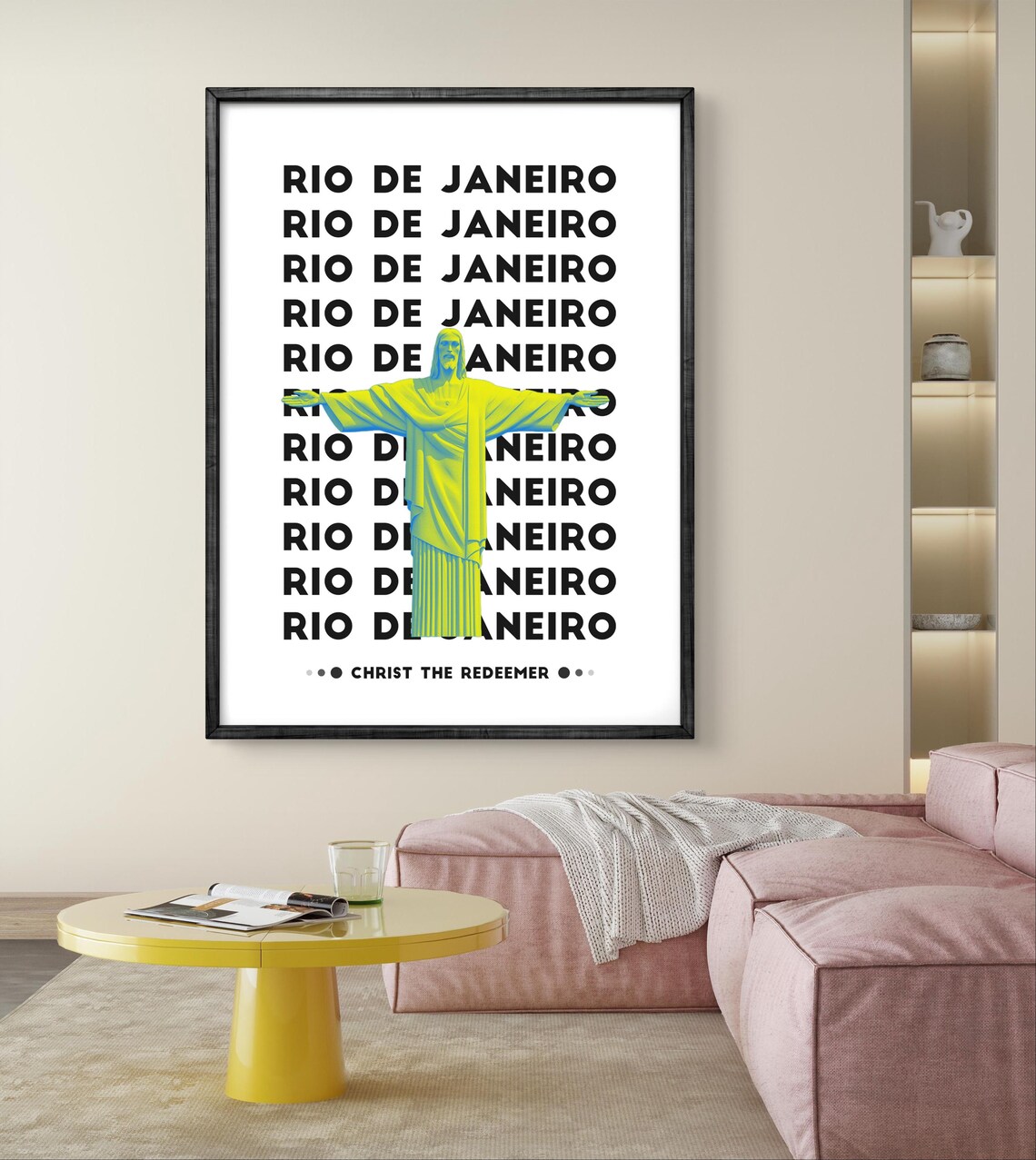 Rio De Janeiro Christ The Redeemer Neon Bold Typography Poster - Image 4