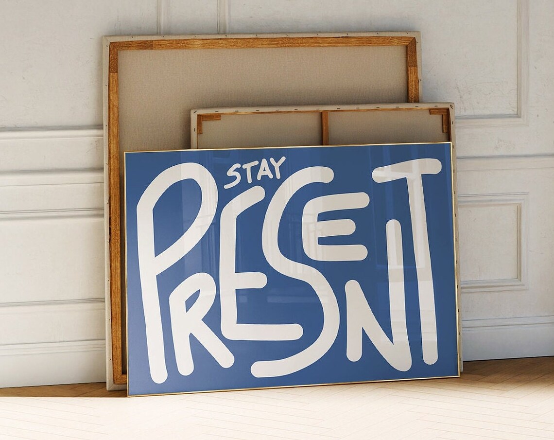 Stay Present Typography Print, Eclectic Maximalist Art - Image 2