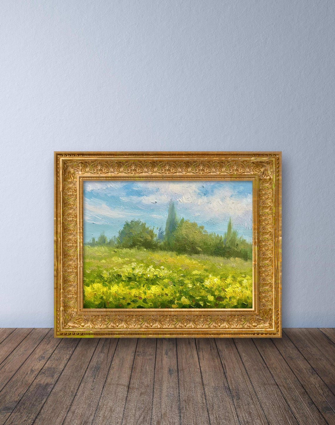 There Are Yellow Flower Landscape Oil Paintings In The Wild Home Decoration Wall Art On The Small Oil Paintings Special Gifts - Image 2