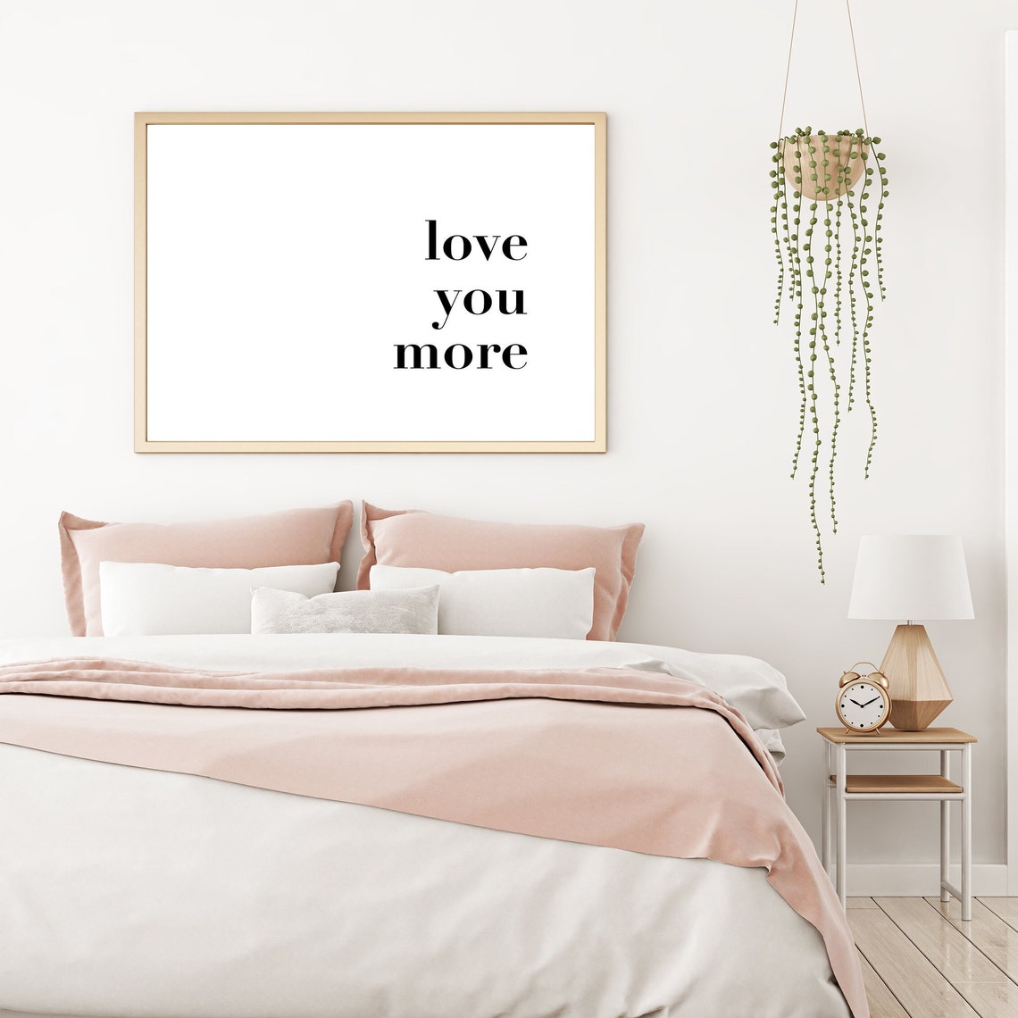 Love You More Minimalist Three Word Serif Quote Bedroom Wall Art - Image 2