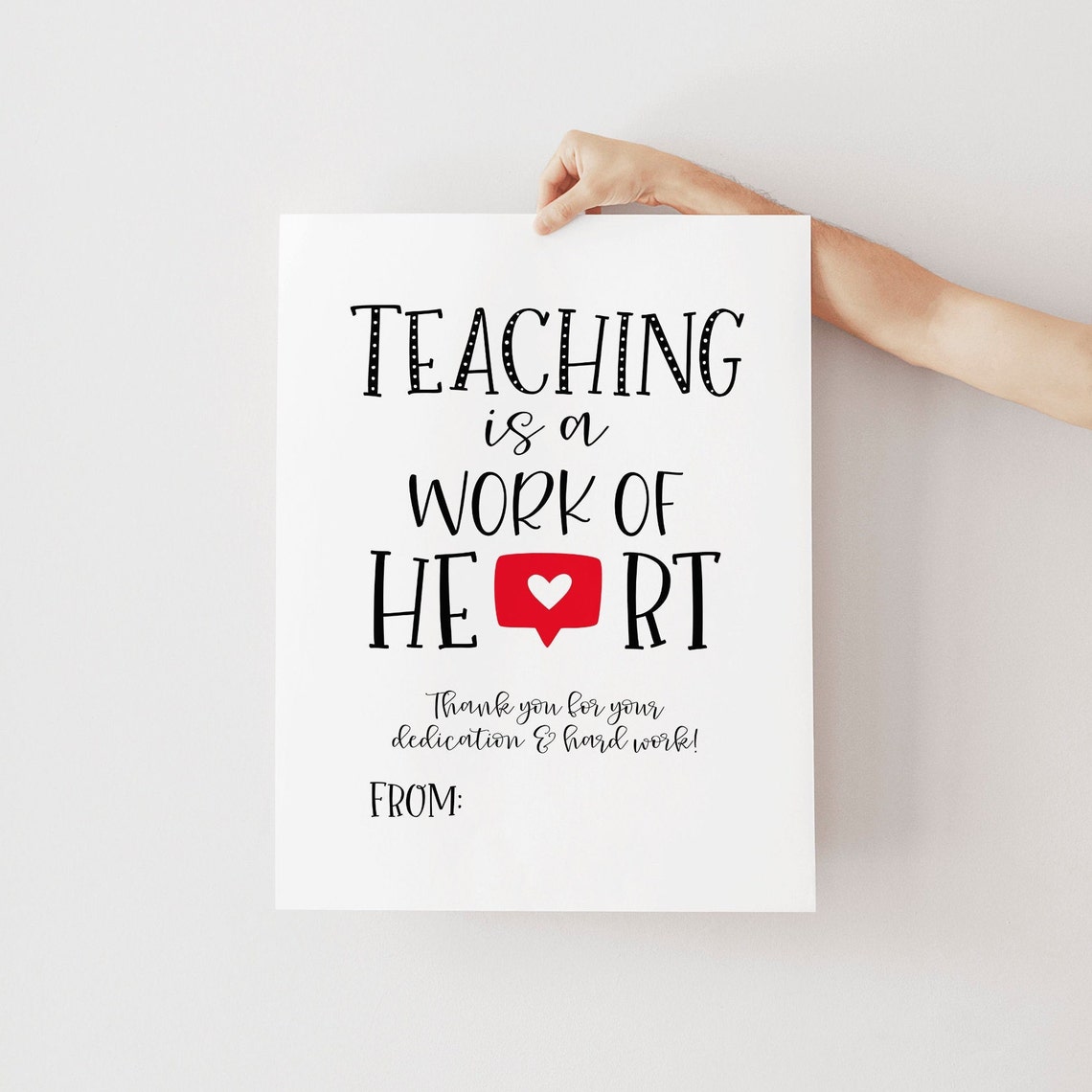Teaching Is A Work Of Heart Teacher Appreciation Quote Wall Art - Image 2