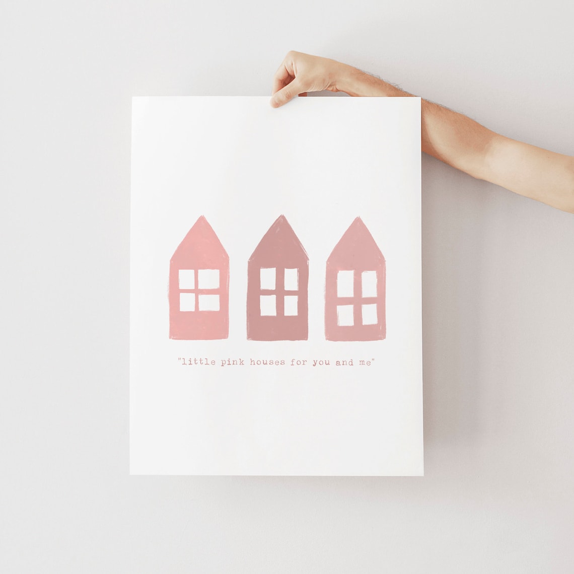 Little Pink Houses For You And Me Pink Wall Art Girls Room Decor - Image 2