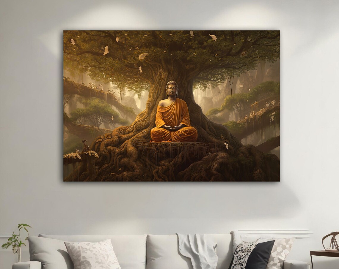 Buddha And Tree Wall Art, Meditation Print