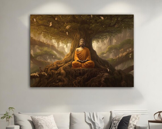 Buddha And Tree Wall Art, Meditation Print