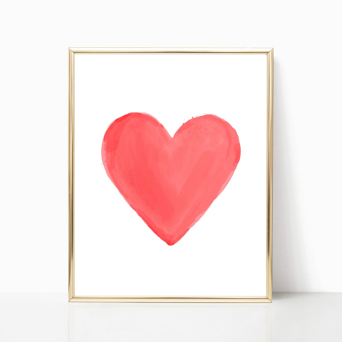 Red Watercolor Heart Minimalist Valentine Love Artwork Poster