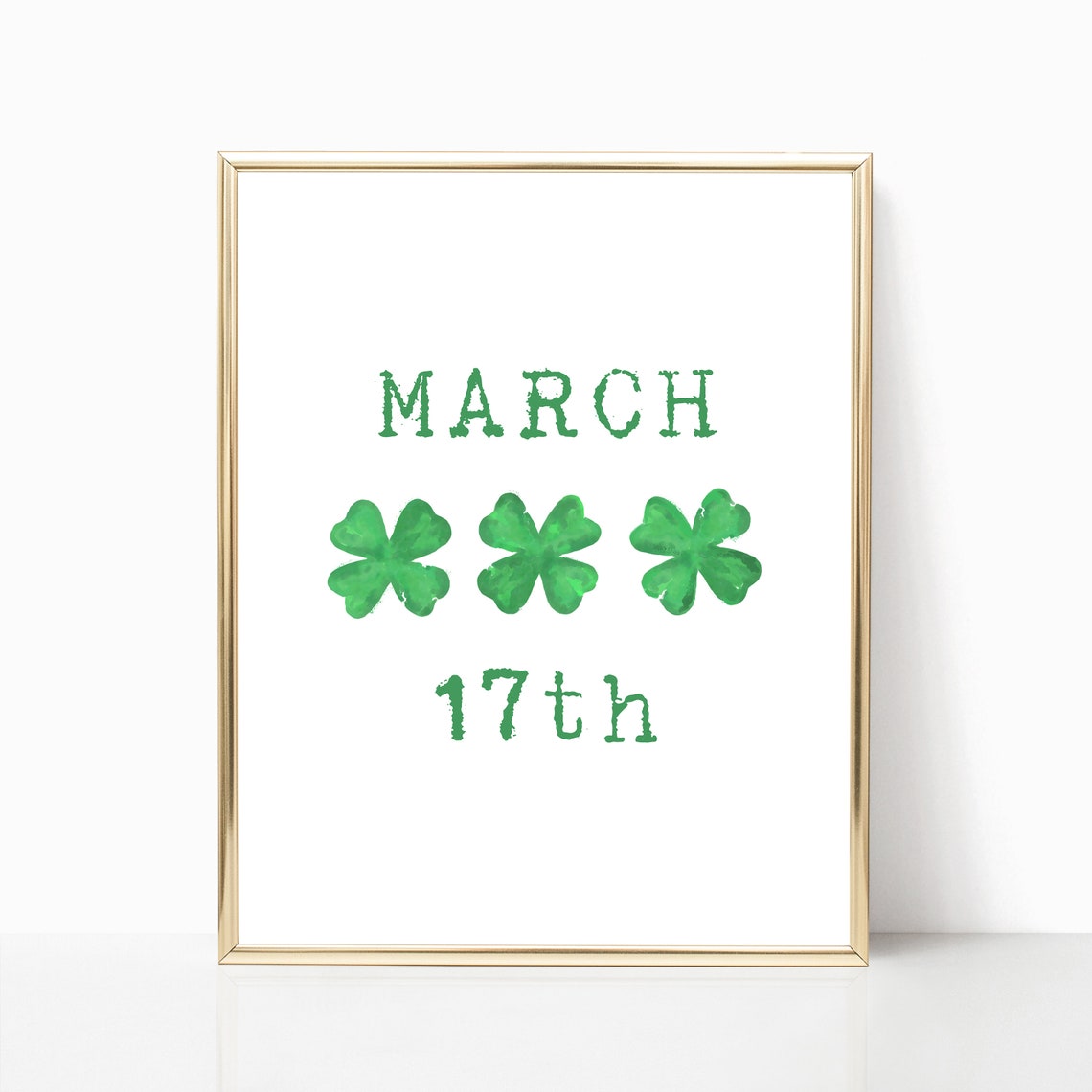 March 17th St Patricks Day Green Shamrock Trio Typography Poster