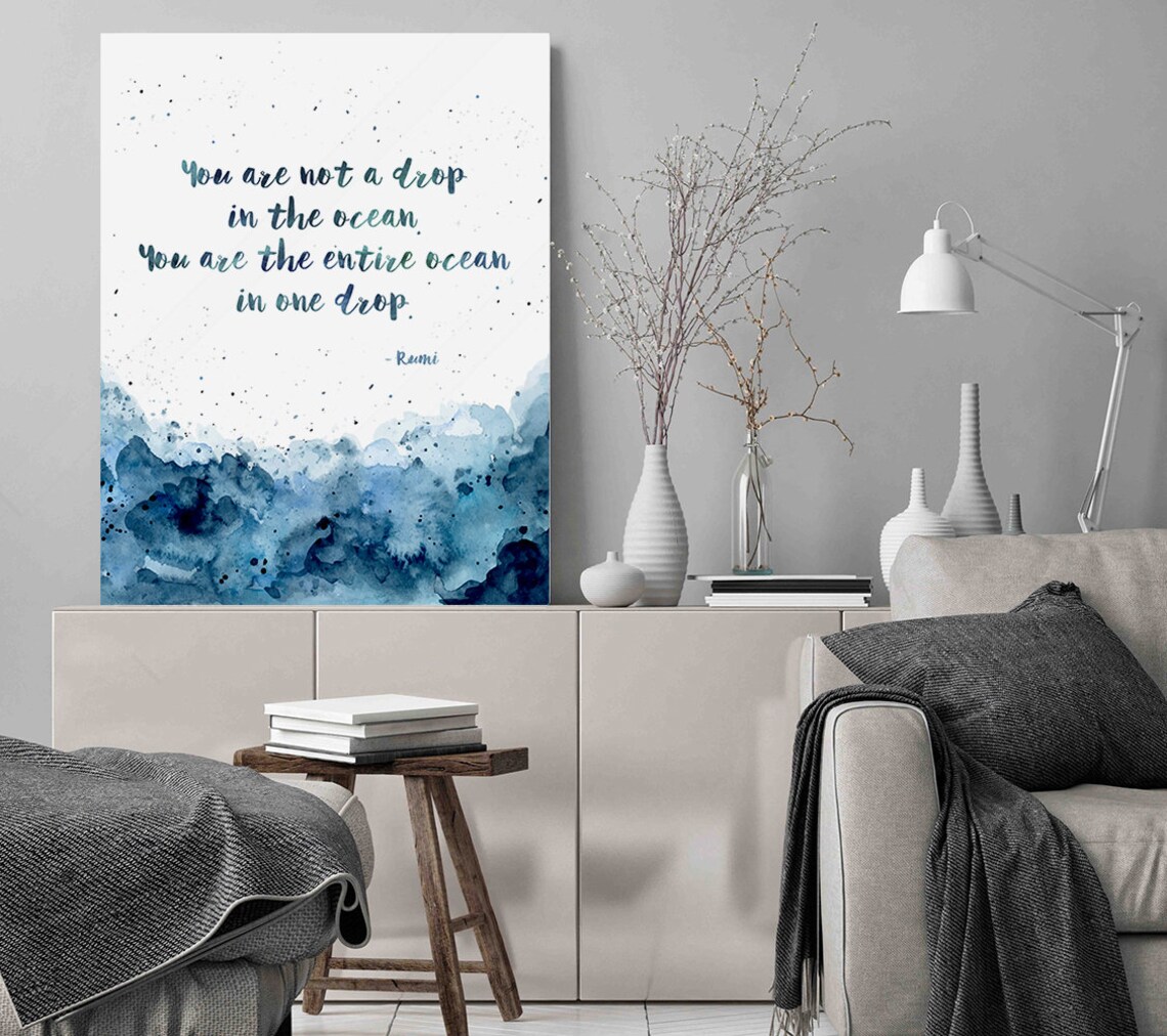 Rumi Quote Print, Watercolor Ocean Inspiration - Image 3