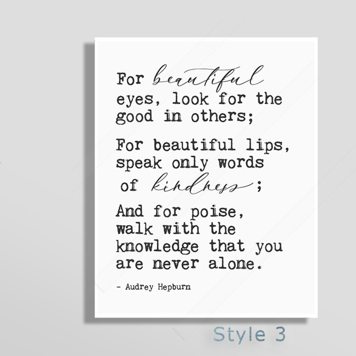 Audrey Hepburn Beautiful Eyes Quote Print Kindness and Poise Blush Watercolor Decor - Image 2
