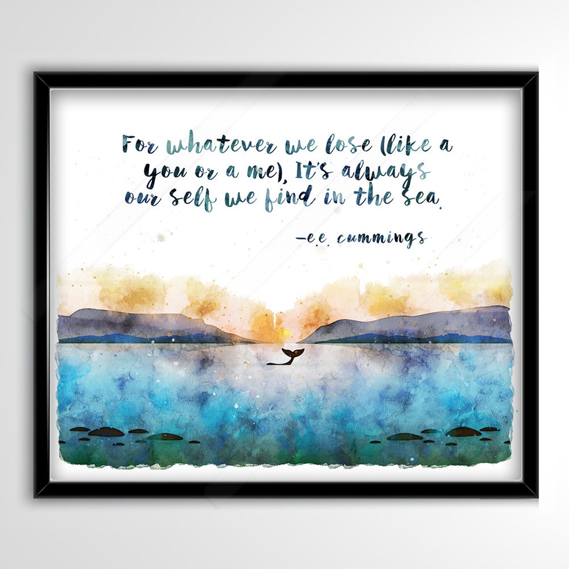 EE Cummings For Whatever We Lose Whale Tail Sea Watercolor Poster - Image 3