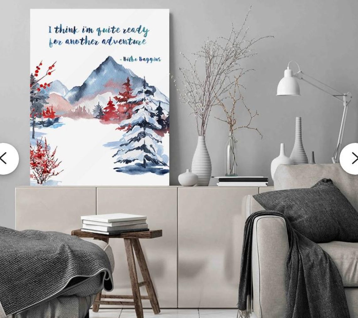 Bilbo Baggins Quite Ready For Another Adventure Snowy Mountain Poster - Image 3