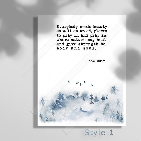 Everybody Needs Beauty As Well As Bread Places To Play In And Pray In John Muir Quote Print Watercolor Art Print