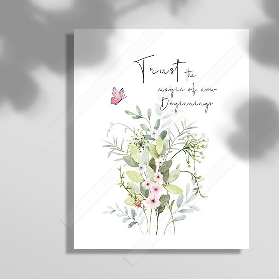 Trust The Magic Of New Beginnings Inspirational Quote Wall Art Adventure Wall Art Housewarming Gift 2