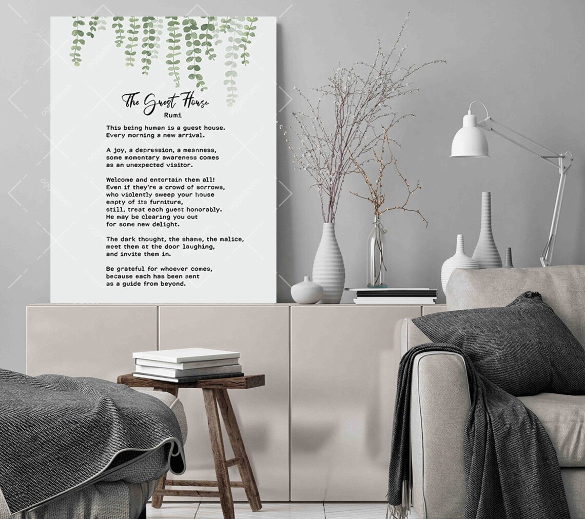 Rumi The Guest House Poem Print This Being Human Is A Guest House Green Eucalyptus Quote - Image 3
