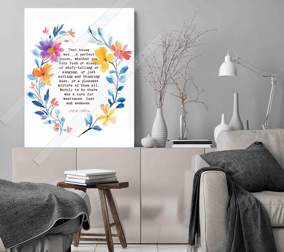 Tolkien That House Was A Perfect House Floral Wreath Quote Print - Image 3