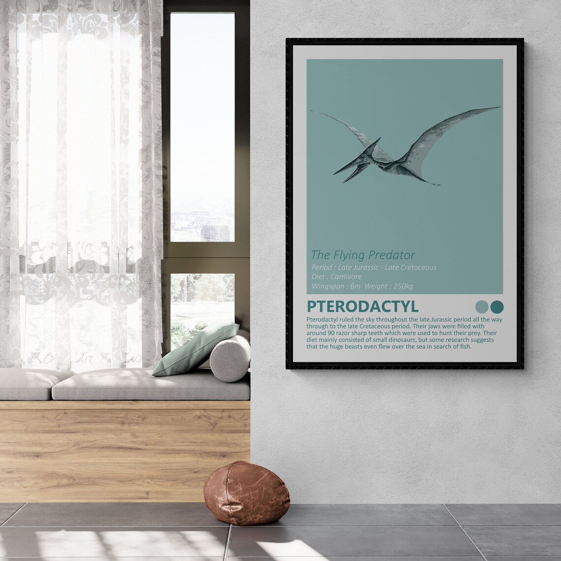 Pterodactyl Dinosaur Fact Sheet, Minimalist Design - Image 2