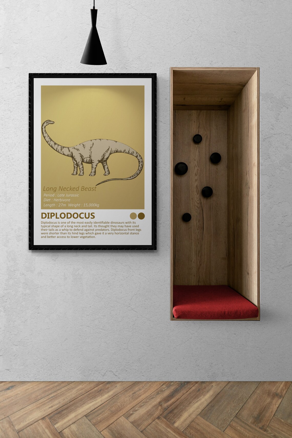 Diplodocus Dinosaur Fact Sheet, Minimalist Design - Image 2