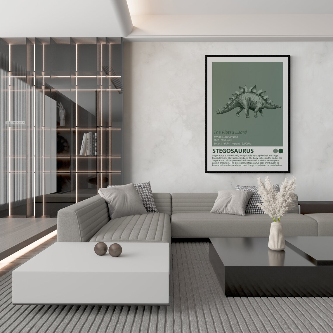 Stegosaurus Dinosaur Fact Sheet, Minimalist Design - Image 2