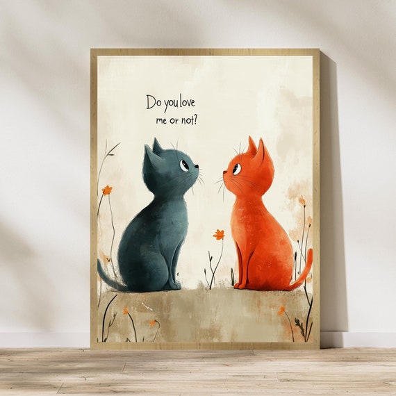 Cute Cat Illustration For Kids Nursery Animal Prints Cute Kids Room Cat Art Whimsical Wall Decor Whimsical Kids Decor Art Print For Kid