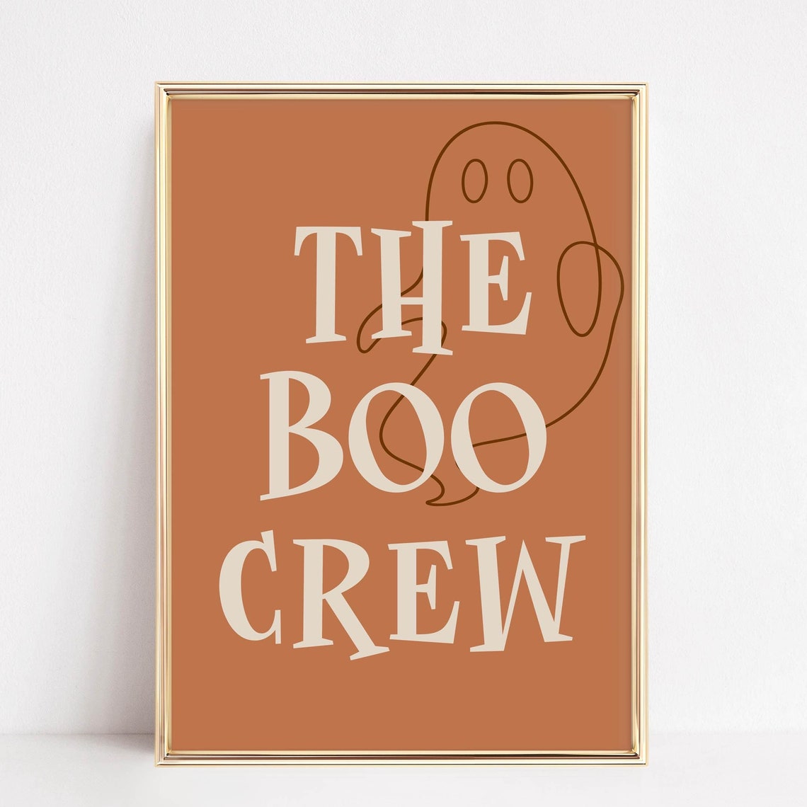 The Boo Crew Retro Ghost Burnt Orange Halloween Party Sign Poster
