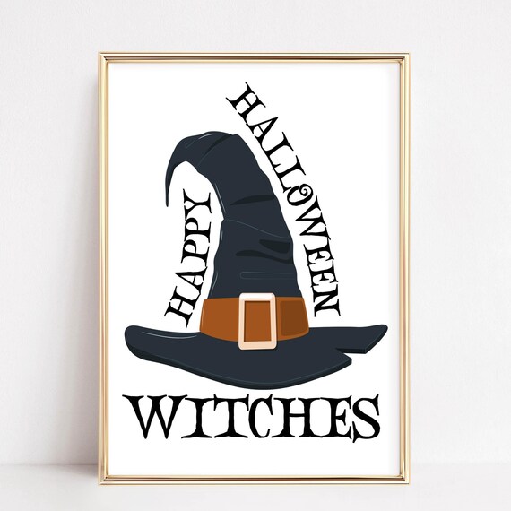 Happy Halloween Witches Vintage Witch Hat Spooky Season Poster