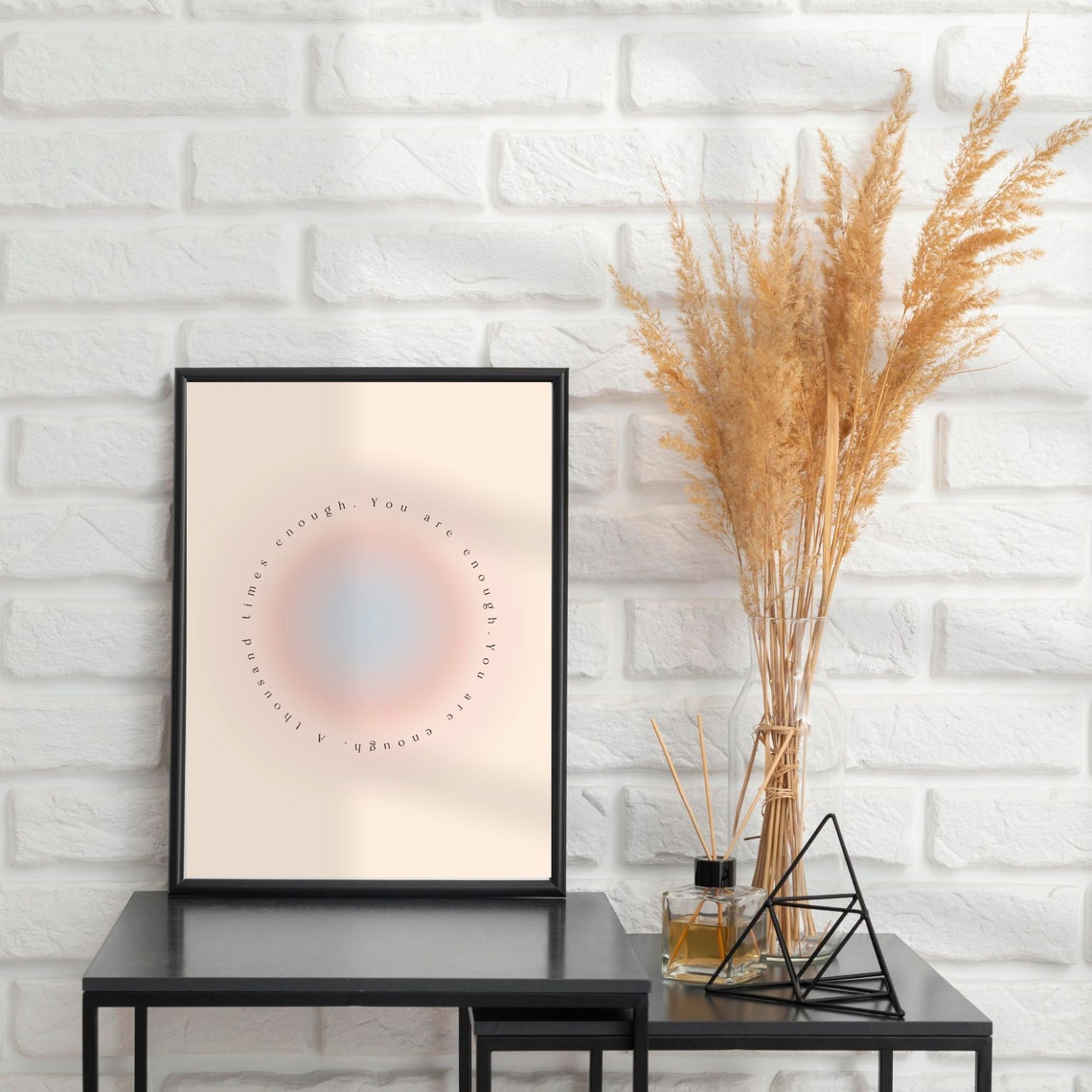 You Are Enough Circular Text Pink Aura Self Love Affirmation Poster - Image 3