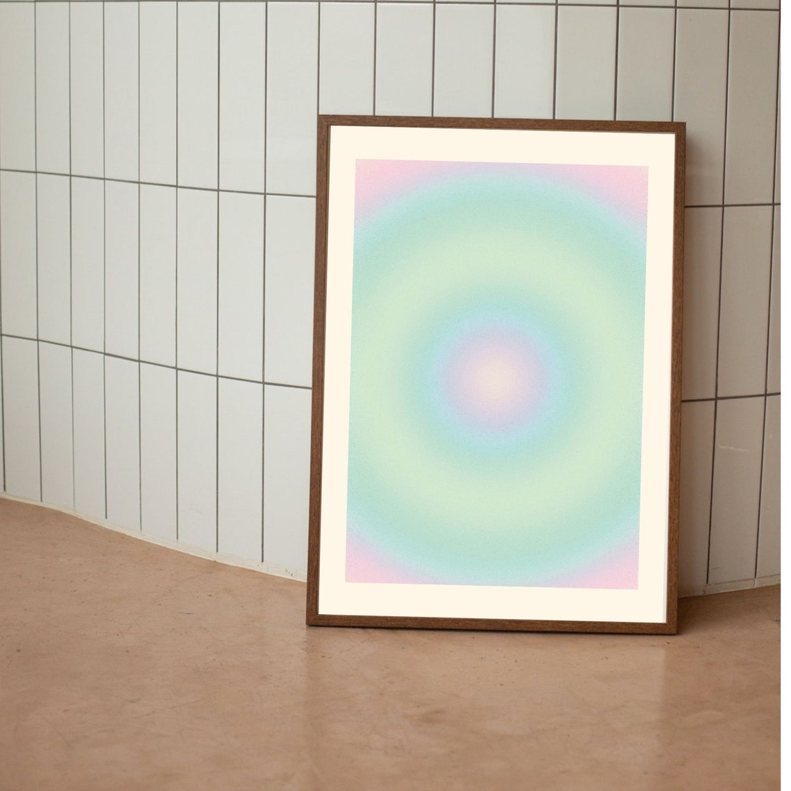 Pastel Green Aura Gradient Orb Grainy Retro Spiritual Poster