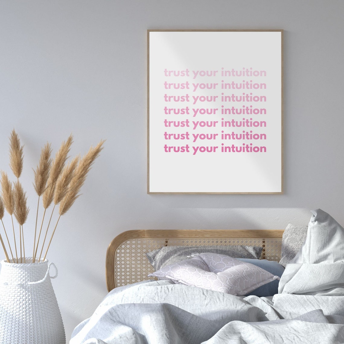 Trust Your Intuition Pink Repeat Modern Typography Art Poster - Image 2