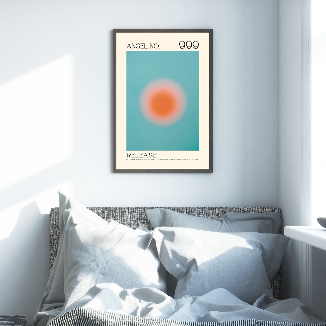 Angel Number 999 Spiritual Aura Poster Colourful Art Print Angel Number Wall Art Energy Wall Art Spiritual Poster - Image 2