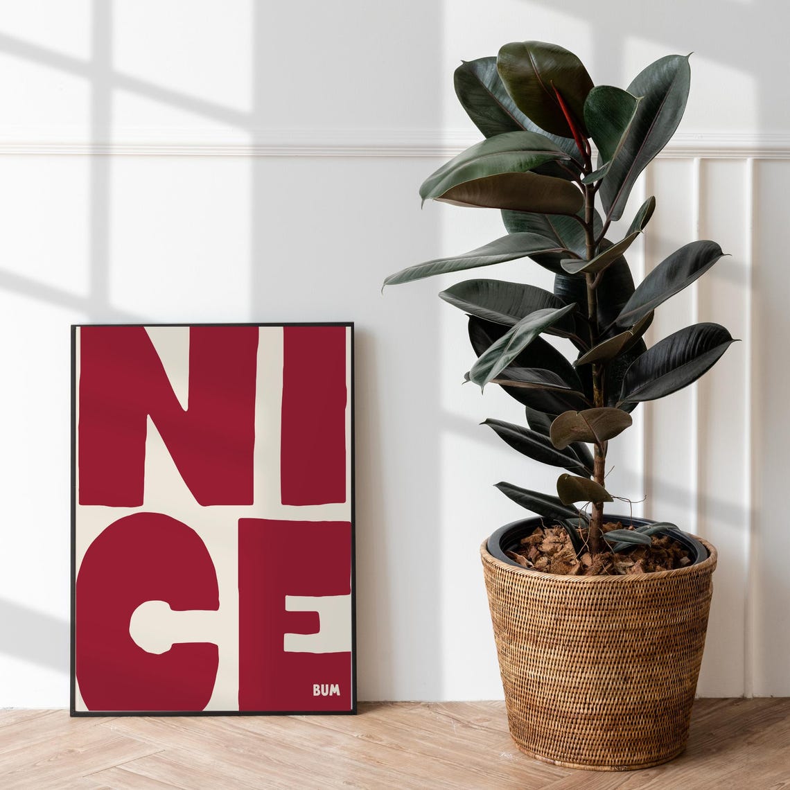 Nice Bum Funny Bold Red Cream Typography Cheeky Quote Poster Decor - Image 4