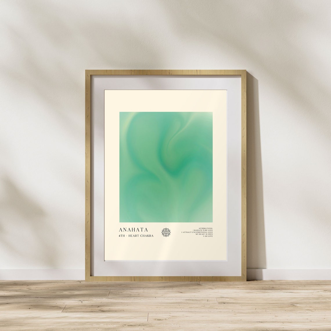 Anahata 4th Heart Chakra Green Aura Affirmations Spiritual Wall Art