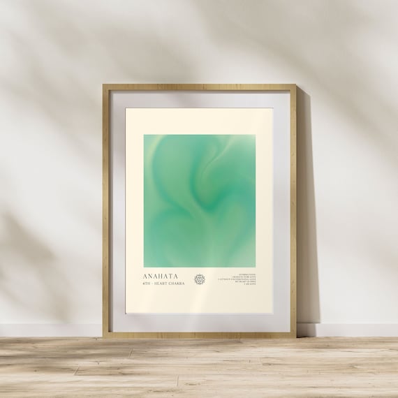 Anahata 4th Heart Chakra Green Aura Affirmations Spiritual Wall Art