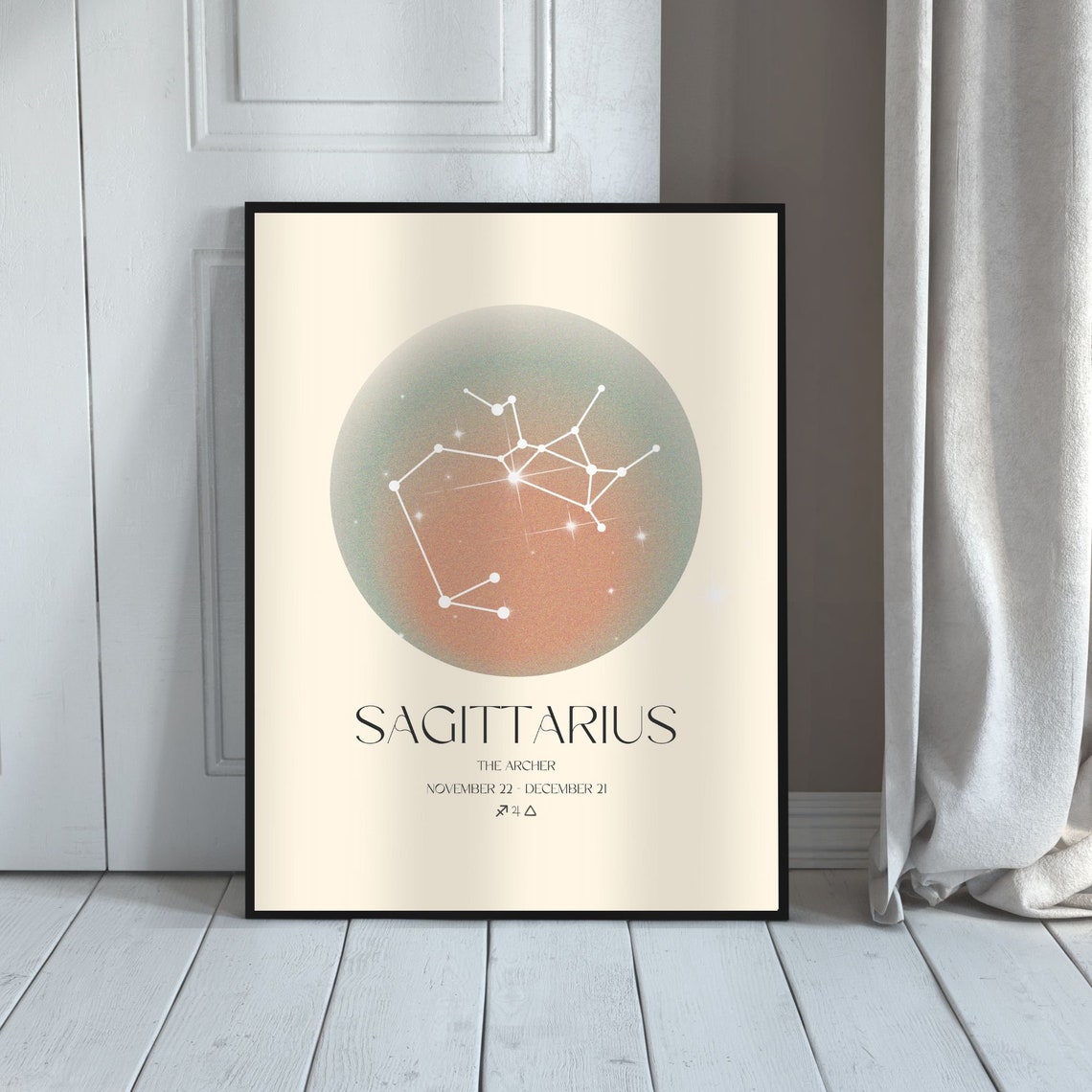 Sagittarius The Archer Zodiac Constellation Aura Circle Poster