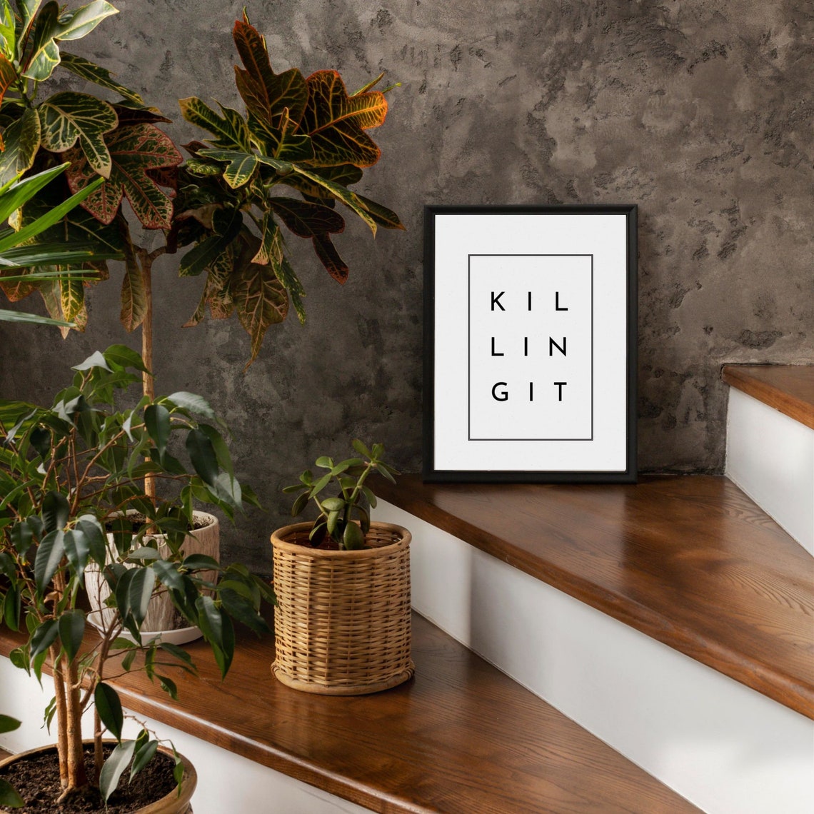 Killing It Spaced Letters Minimalist Black White Quote Poster Modern - Image 2