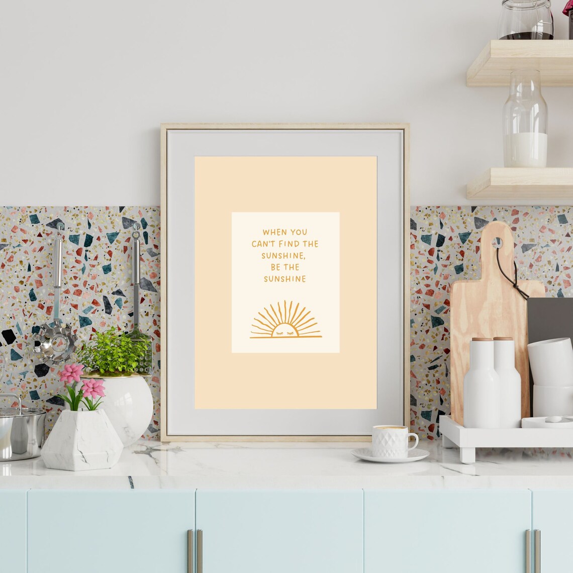 Be The Sunshine Motivational Quote Yellow Sun Illustration Poster - Image 4