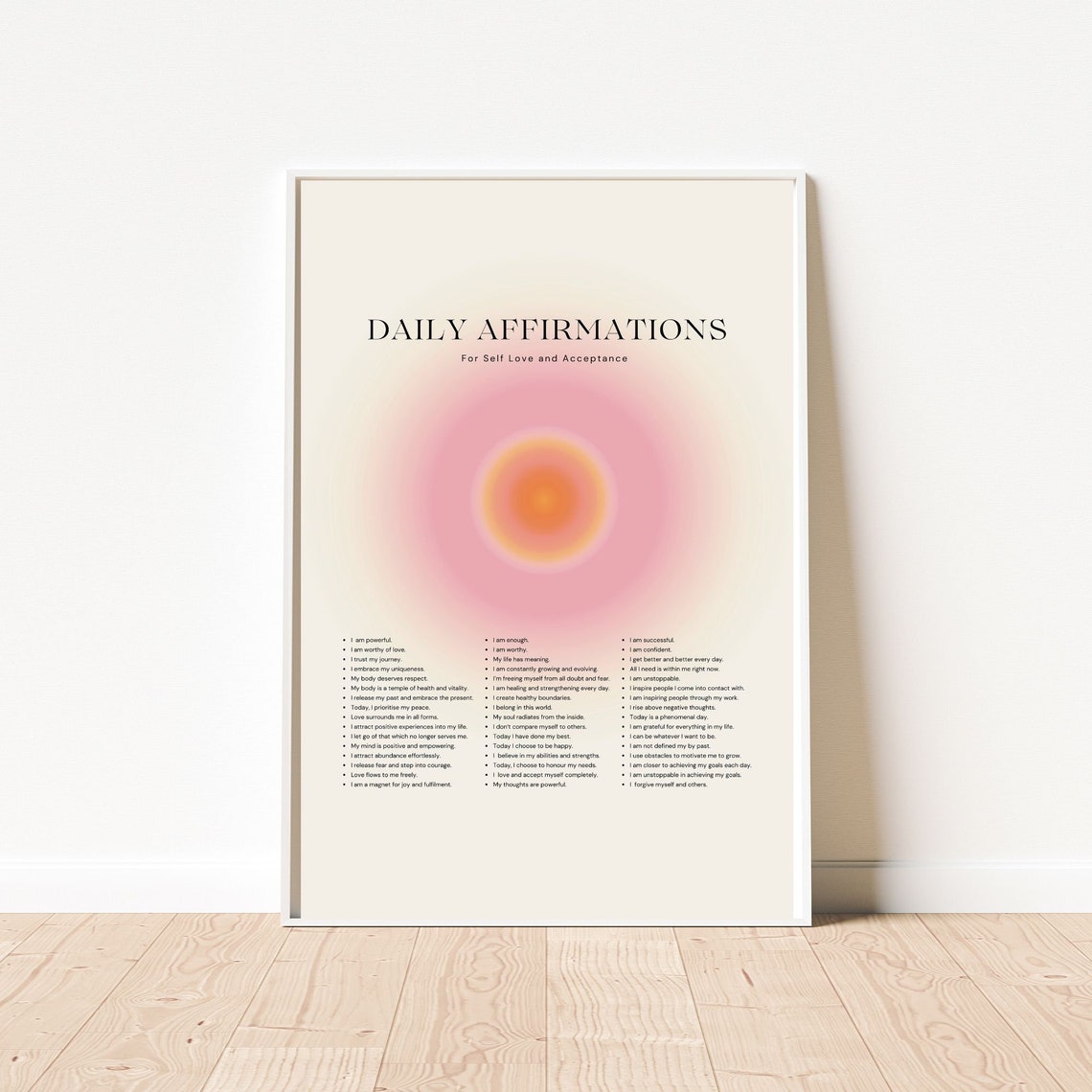 Daily Affirmations Self Love Aura Glow Positive List Art Poster - Image 4