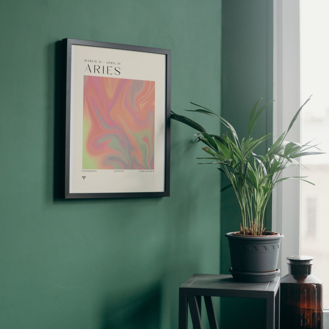 Aries Zodiac Horoscope Fiery Swirl Aura Traits Astrology Wall Art - Image 4