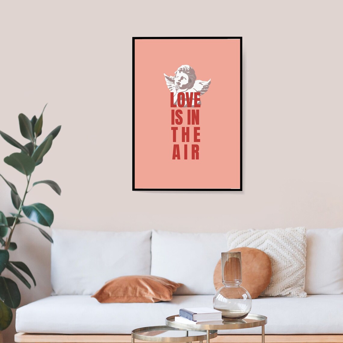Love Is In The Air Cherub Coral Romantic Valentine Quote Poster - Image 4