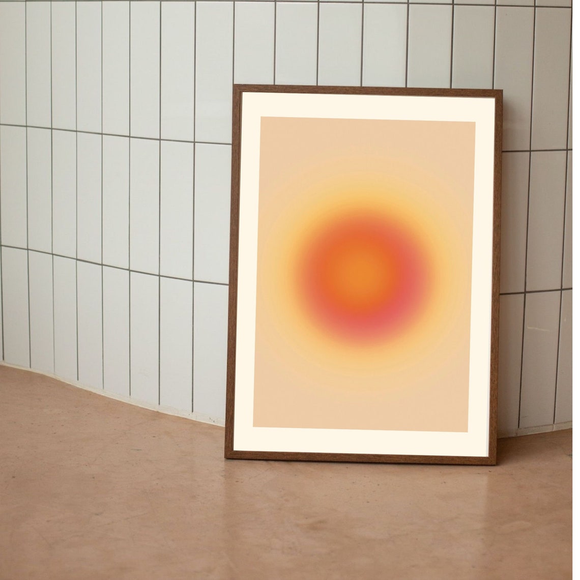 Yellow Orange Aura Gradient Orb Minimal Spiritual Art Poster
