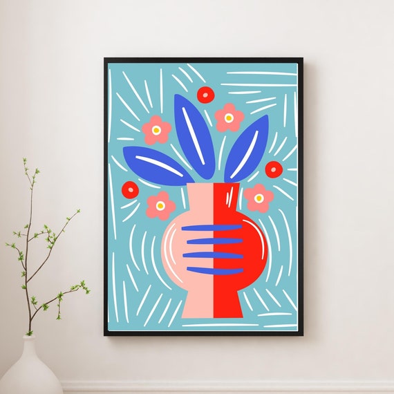 Unframed Maximalist Poster Eclectic Abstract Wall Art Colorful Bold Decor For Living Room Unique Modern Artwork Statement Home Decor