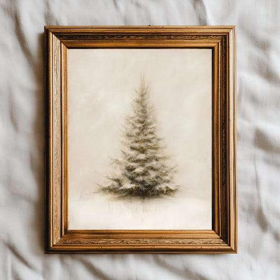 Christmas Tree Wall Art, Snowy Winter Rustic Holiday