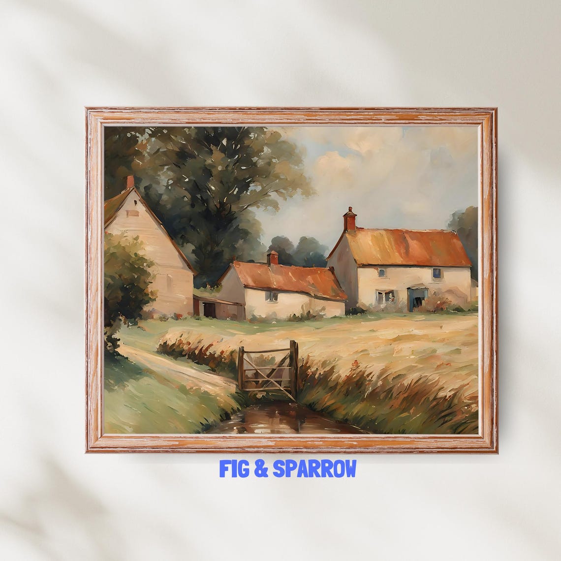 Country Cottage Farmhouse Field Gate Rustic Countryside Wall Art