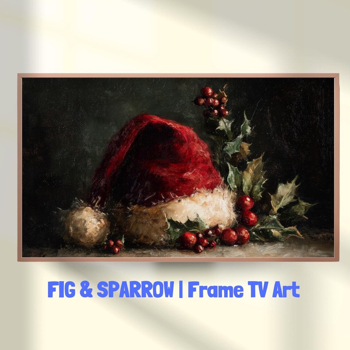 Moody Santa Hat Vintage Christmas Still Life Art Print