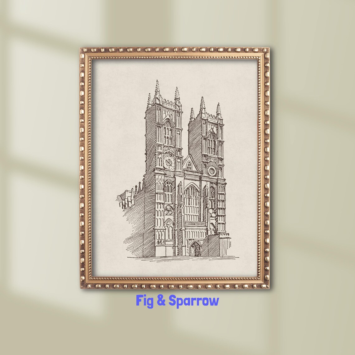 Westminster Abbey London Vintage Architecture Sketch Gothic Towers Poster