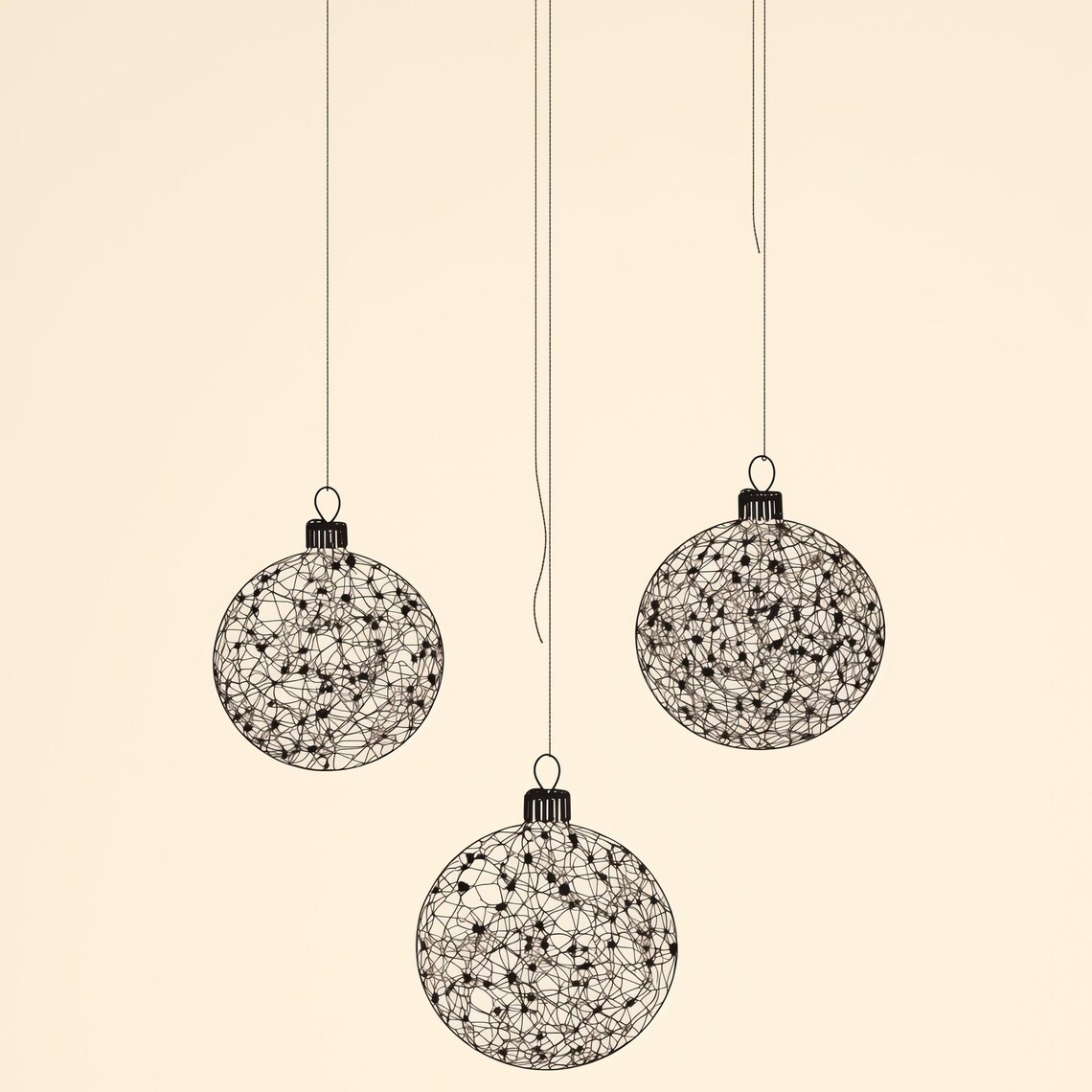 Boho Christmas Ornaments Hanging Bauble Doodle Line Art Poster - Image 4