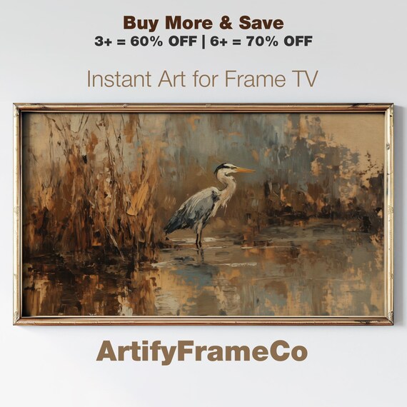 Wildlife Frame Tv Art Moody Bird Living Room Decor Frame Tv Art Nature Painting Screensaver Rustic Painting Fathers Day Tv10